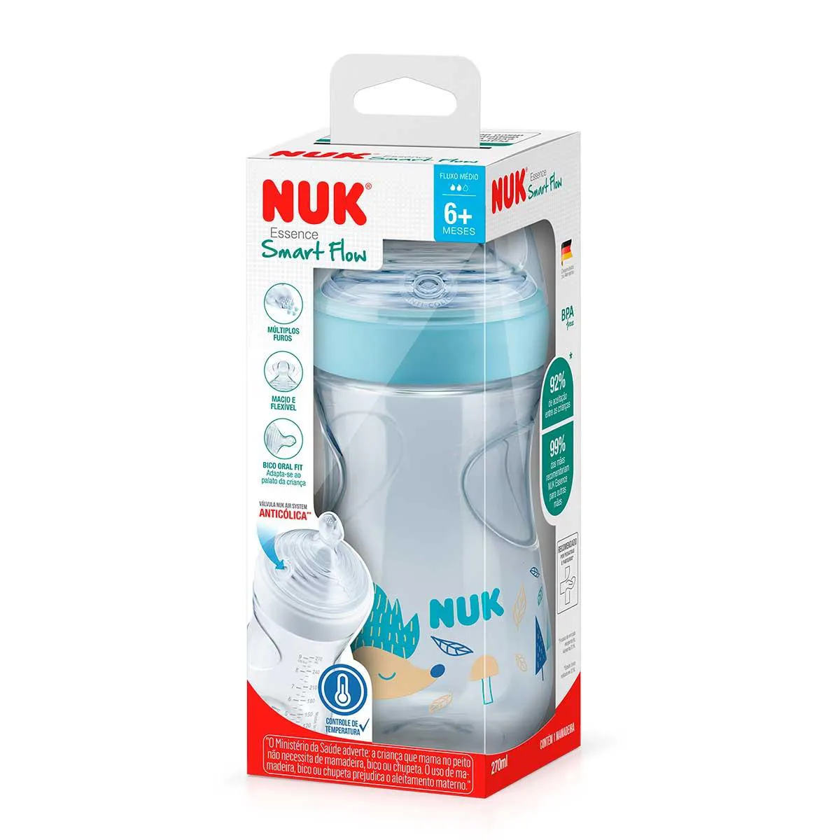 Mamadeira NUK Essence Smart Flow Boy S2 com 270ml - 1 unidade