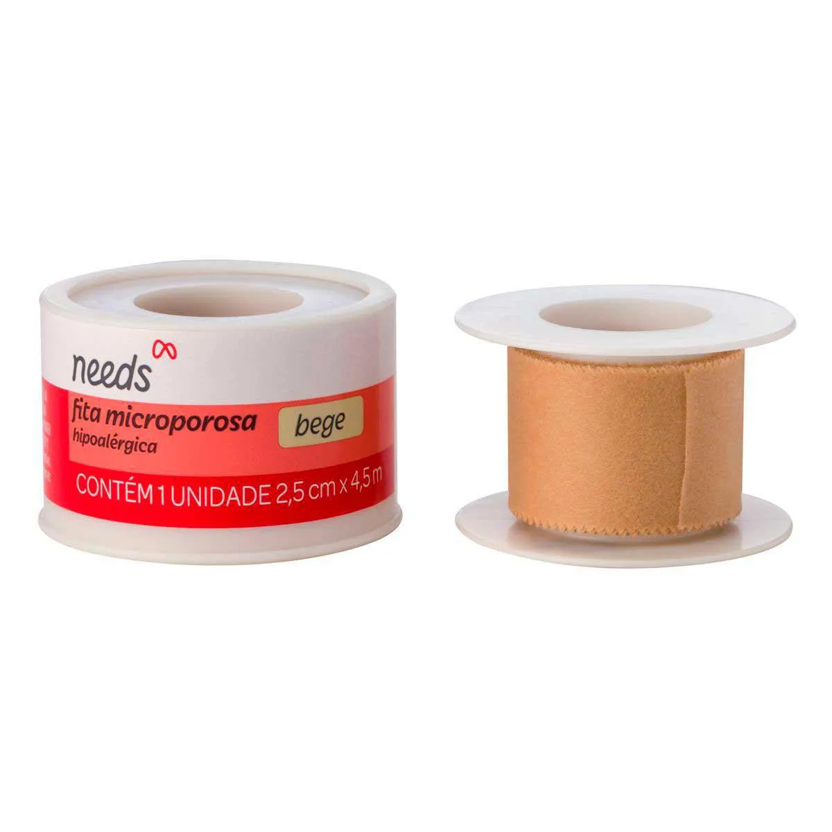 Fita Microporosa Needs Bege 2,5cm x 4,5m 1 unidade
