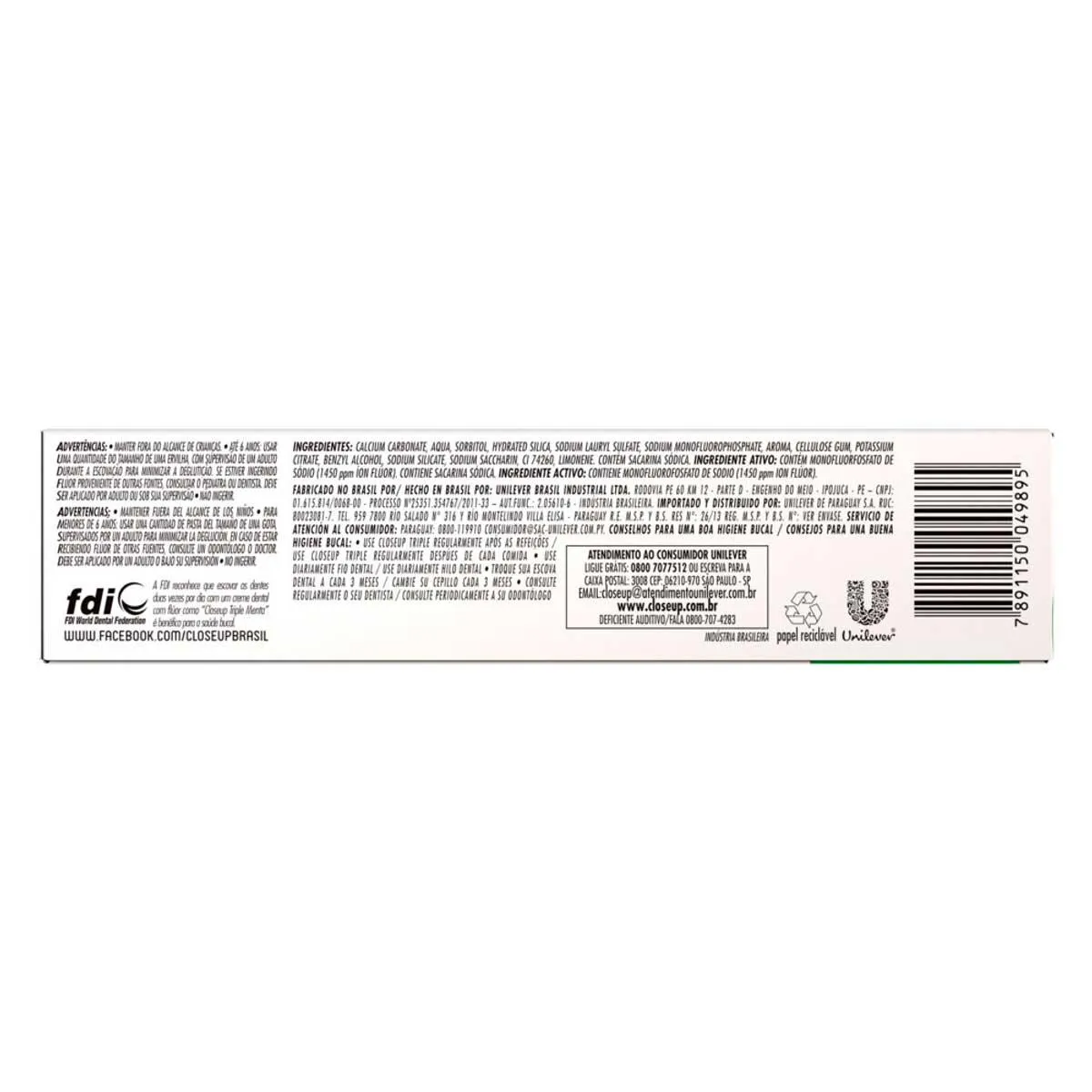 Creme Dental Closeup Triple Menta 150g