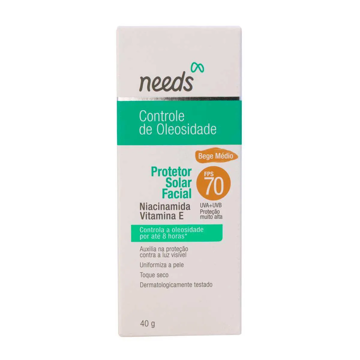 Protetor Solar Facial Needs Controle de Oleosidade Bege Médio FPS 70 40g