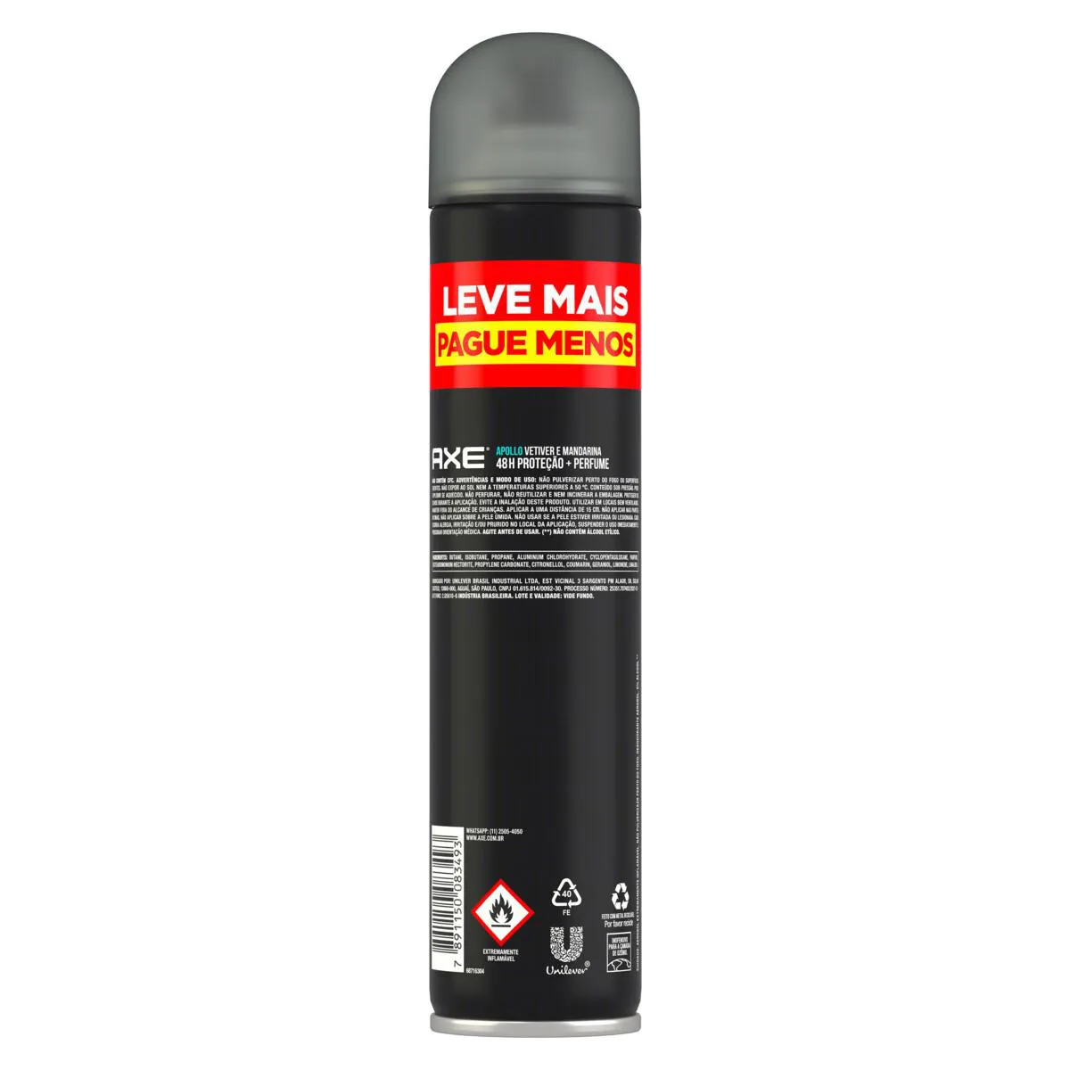 Desodorante Antitranspirante Aerosol Axe Apollo Masculino 48h 200ml