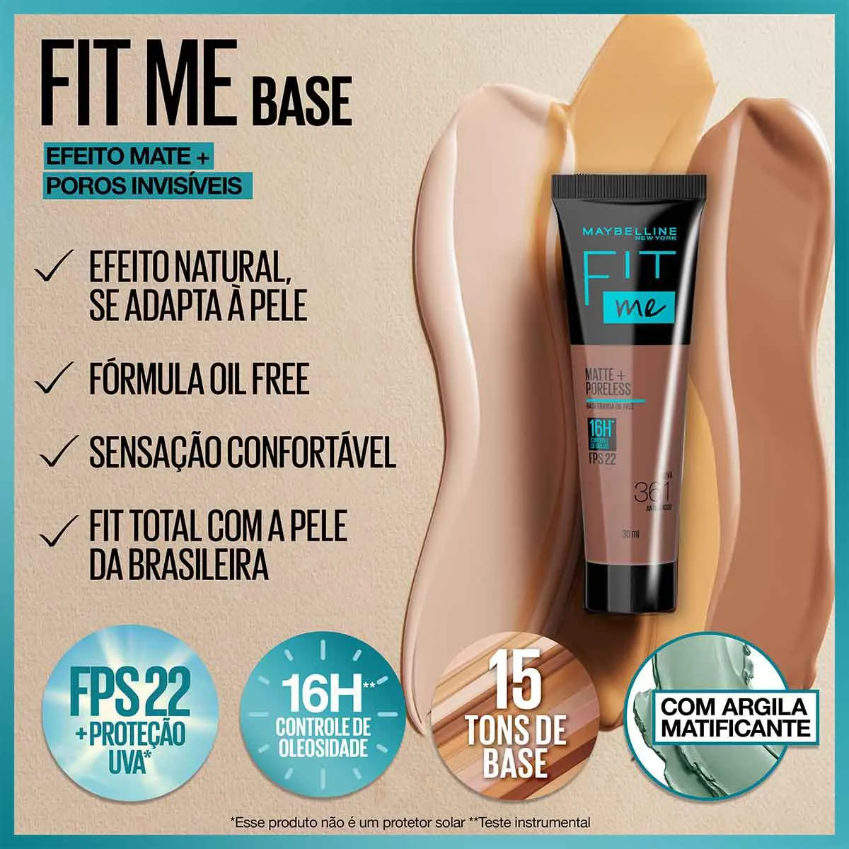Base Líquida Maybelline NY Fit Me Matte FPS 22 30ml - 135