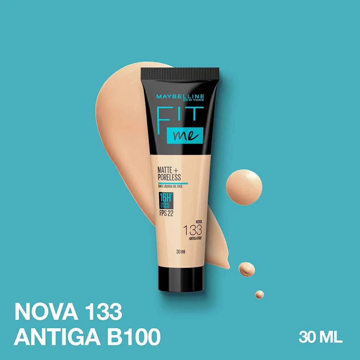 Base Líquida Maybelline NY Fit Me Matte FPS 22 30ml - 133