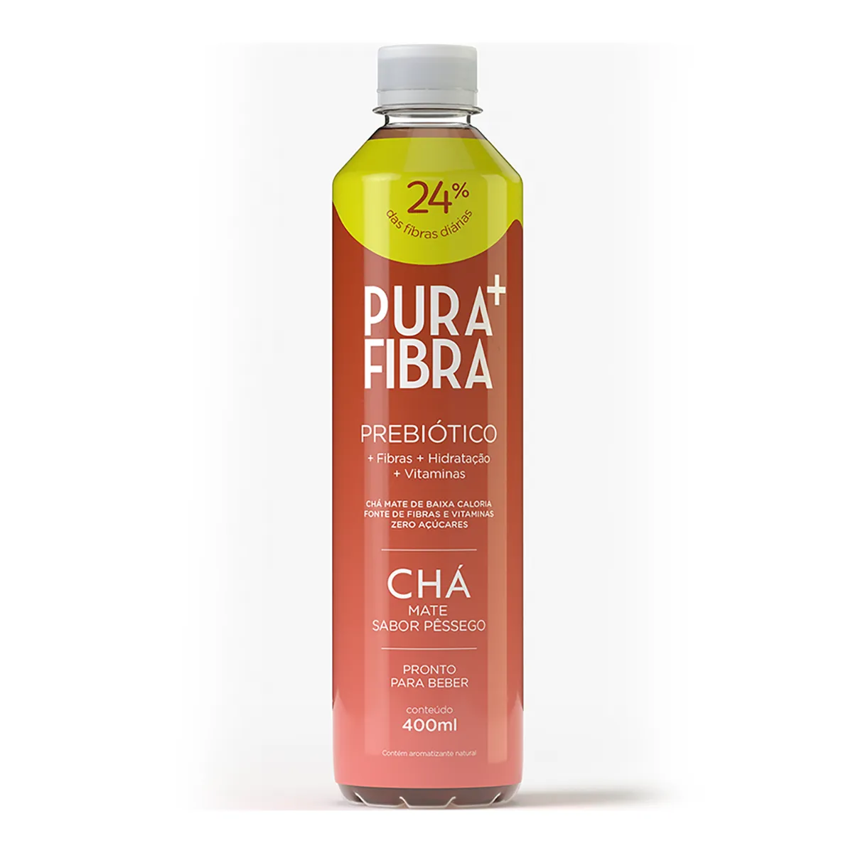 Chá Mate Prebiótico Pura Fibra sabor Pêssego 400ml
