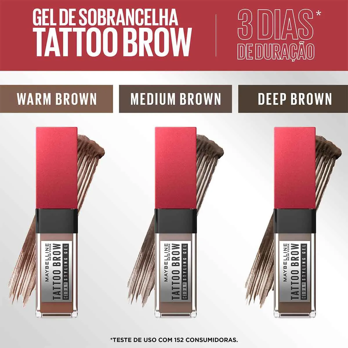 Gel de Sobrancelha Maybelline NY Tattoo Brow 3 Dias Deep Brown 5ml