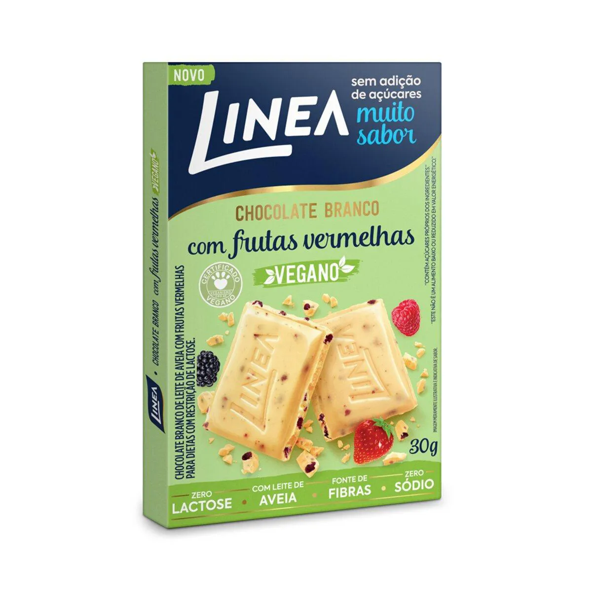 Chocolate Branco com Frutas Vermelhas Linea Vegano Zero Açúcar e Lactose 30g