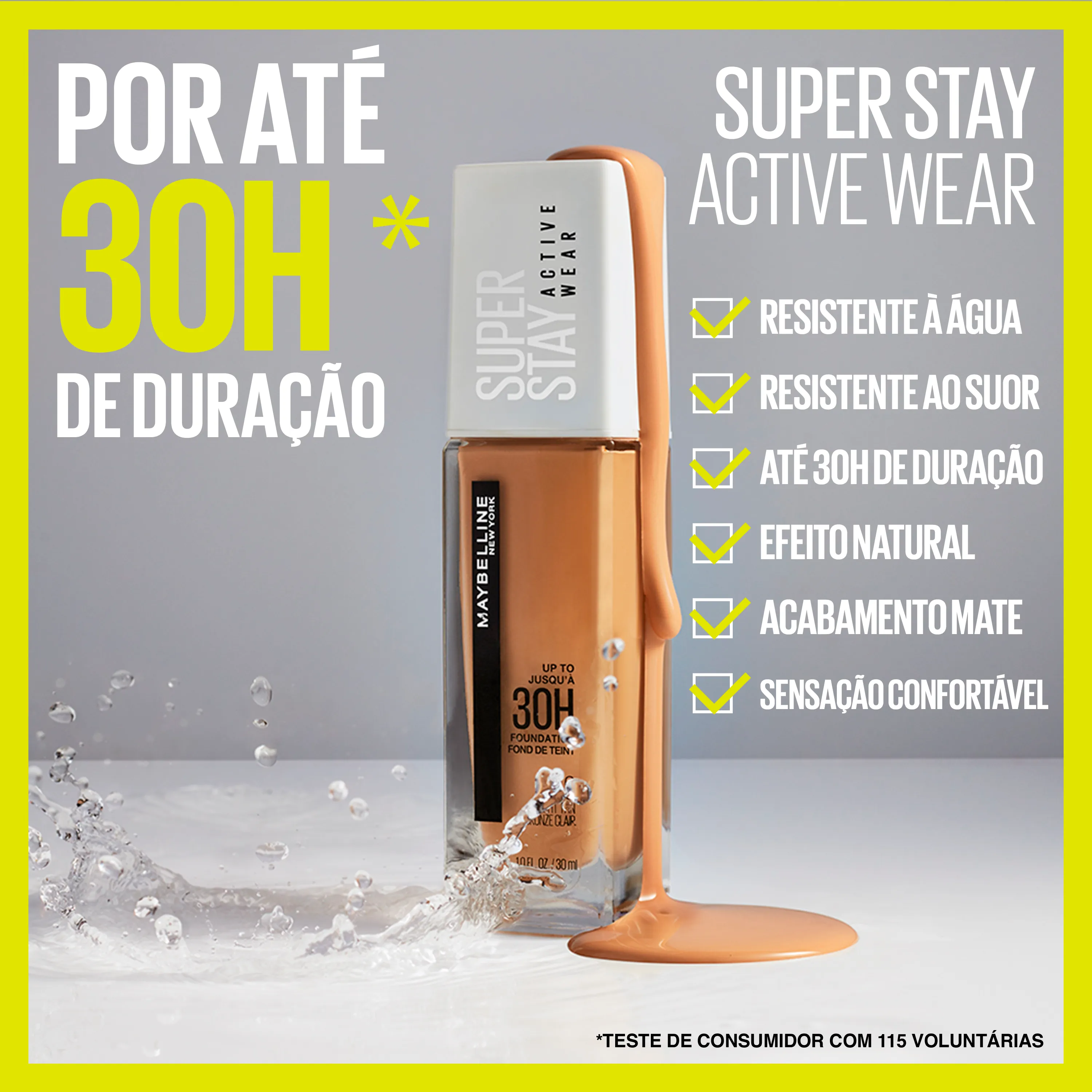 Base Líquida Maybelline NY SuperStay Active Wear Cor 310 Sun Beige 30ml