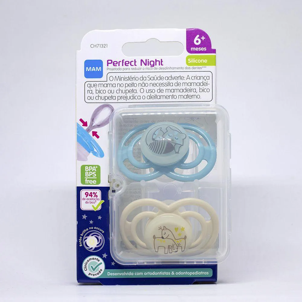 Kit Chupeta MAM Perfect Night Bichinhos Tamanho 2 - maiores de 6 meses Cores Sortidas 2 unidades