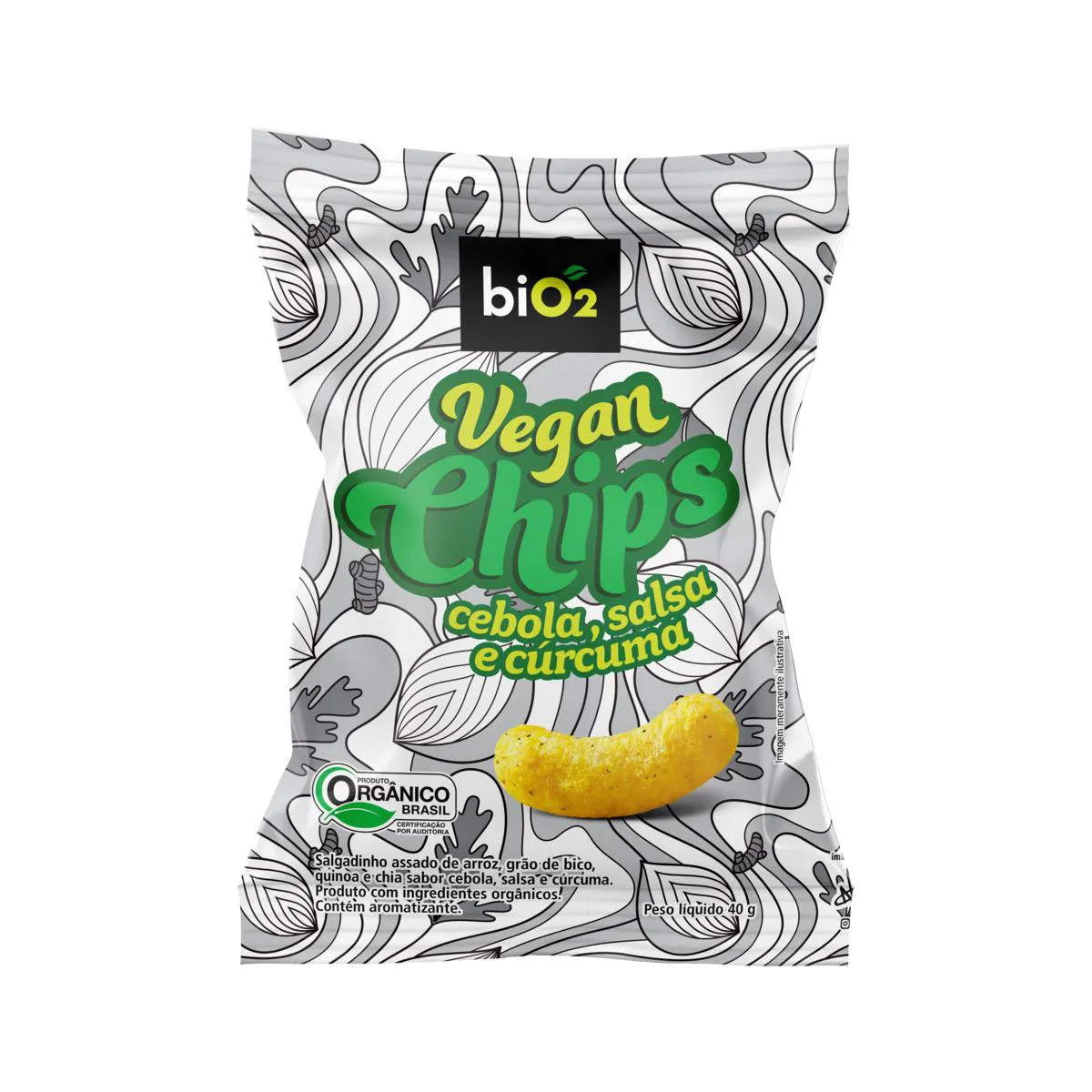 Vegan Chips Cebola, Salsa e Cúrcuma Orgânico biO2 40g