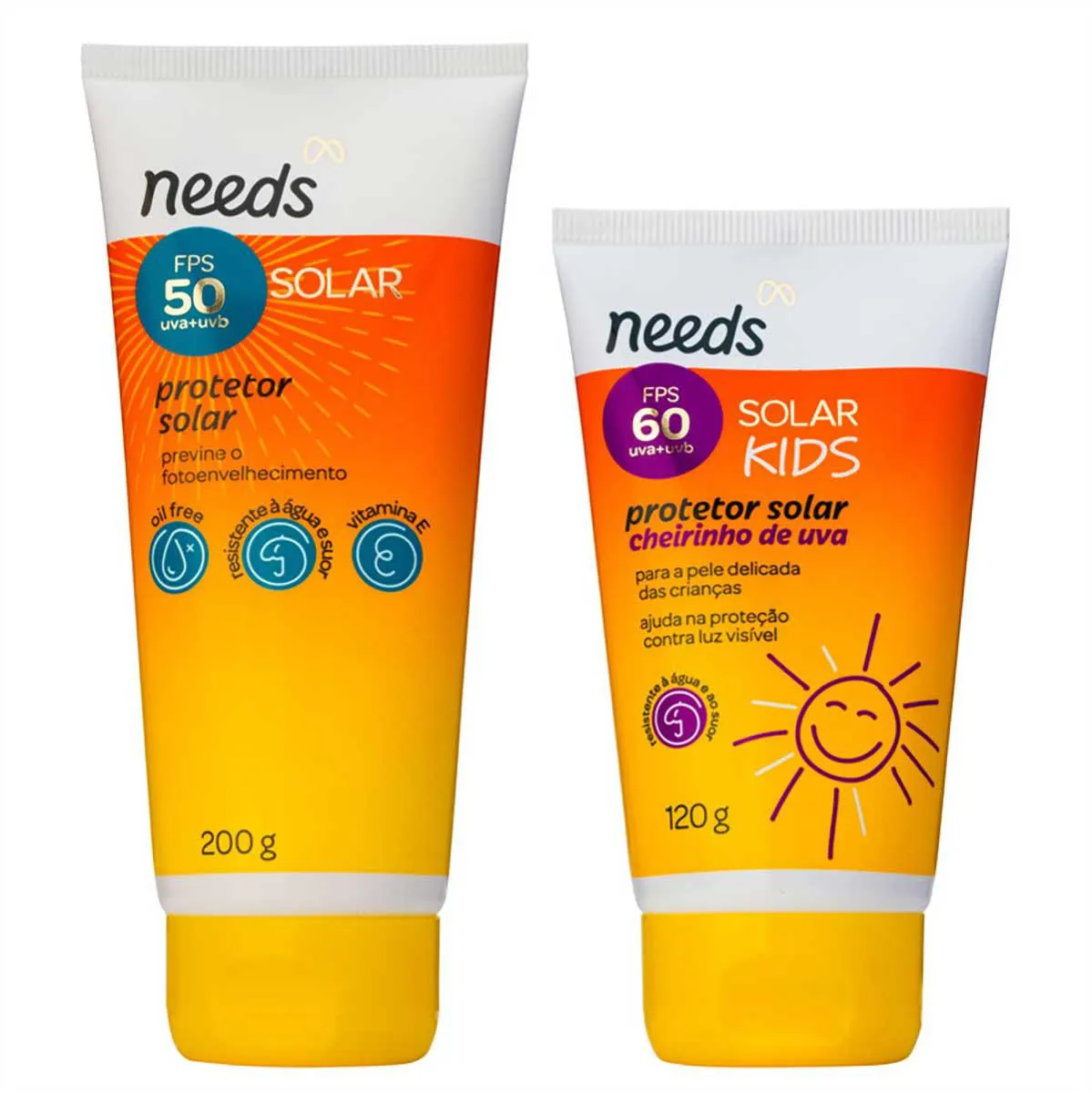 Kit Protetor Solar Needs Corporal FPS 50 200g + Infantil FPS 60 120g