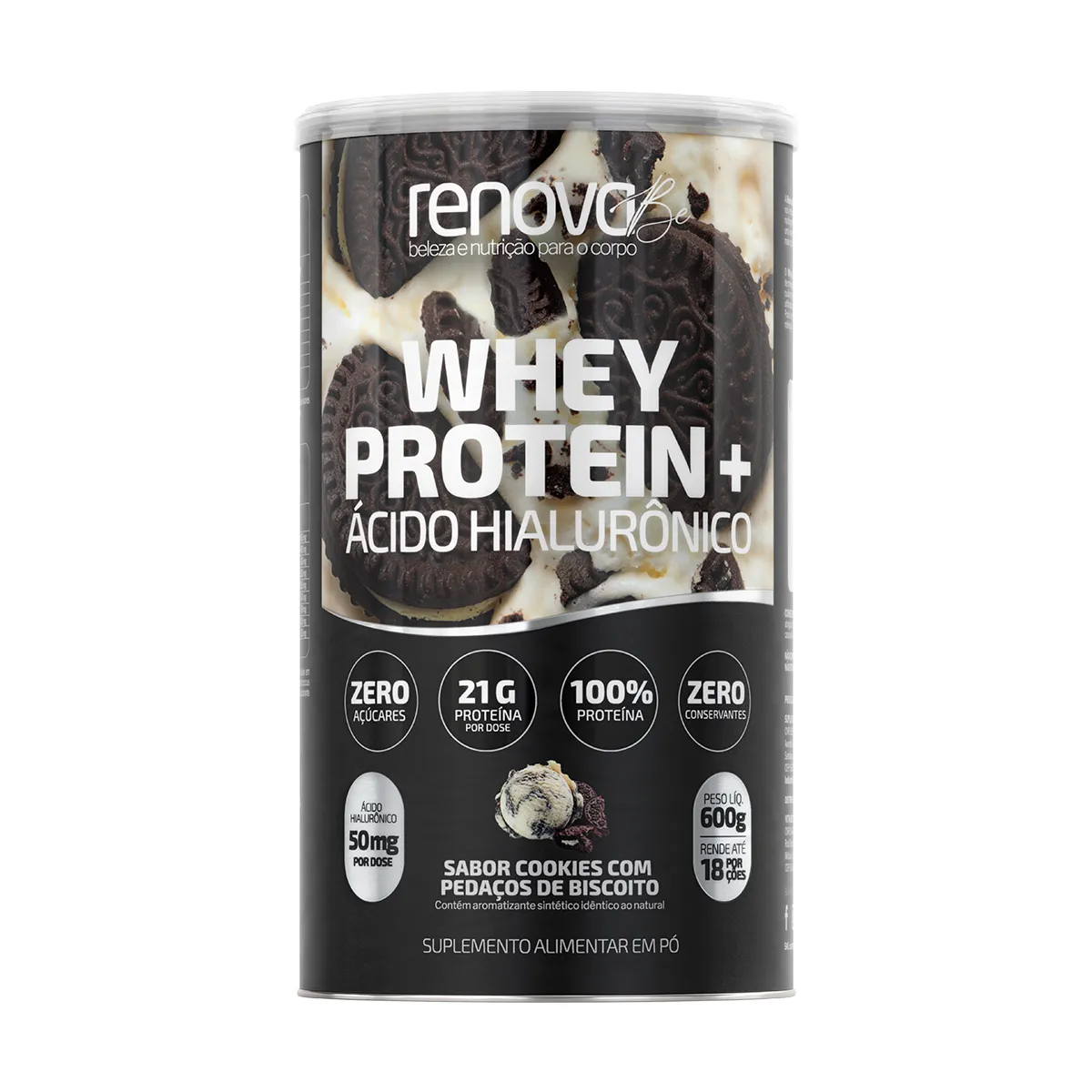 Whey Protein + Ácido Hialurônico Renova Be Cookies com pedaço de biscoito 600g