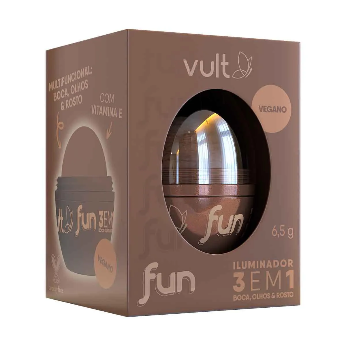 Iluminador Vult Fun 3 em 1 6,5g - Dourado Radiante