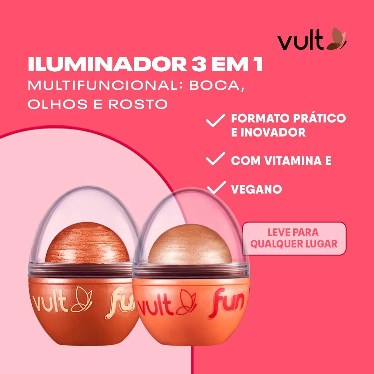 Iluminador Vult Fun 3 em 1 6,5g - Dourado Radiante