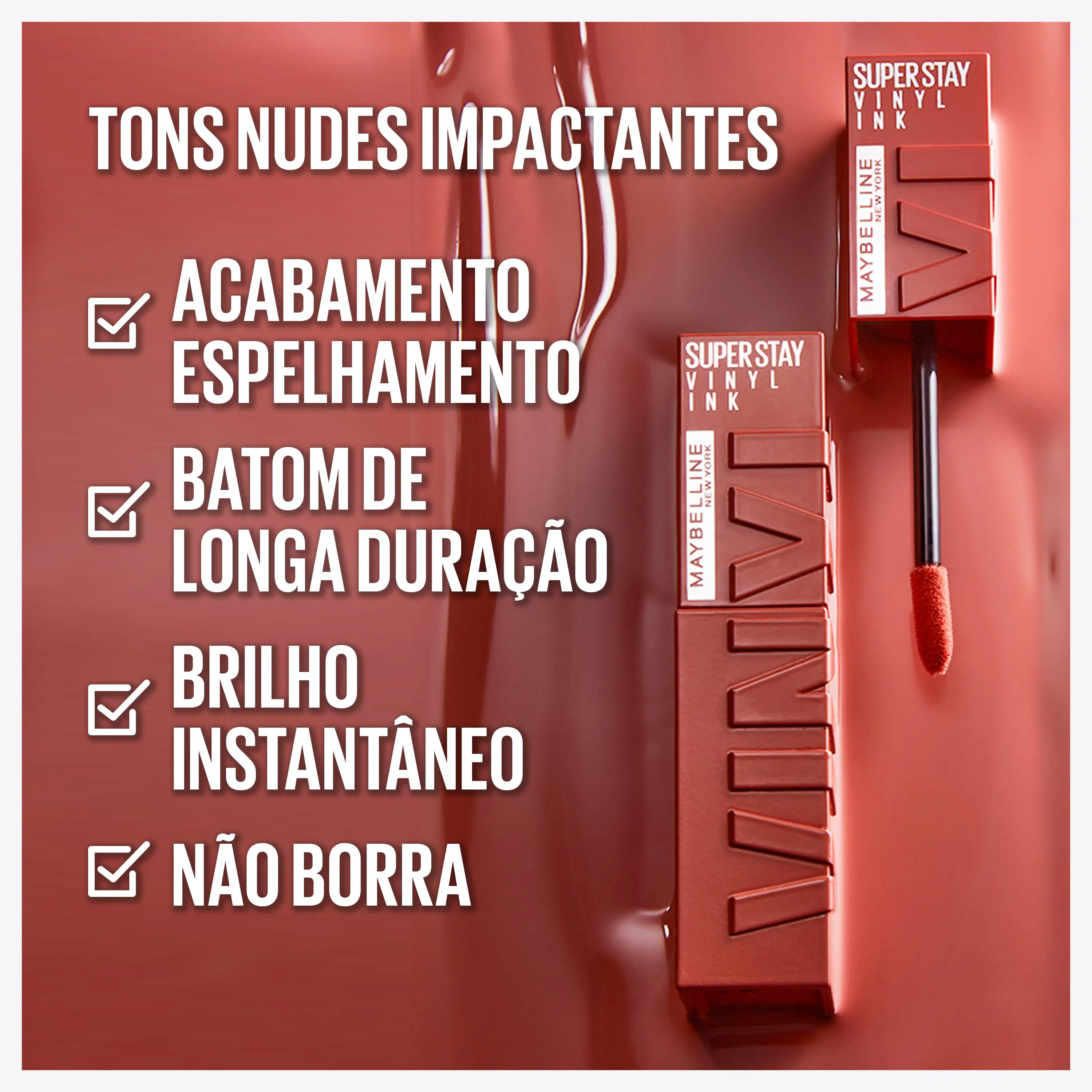 Batom Líquido Maybelline Superstay Vinyl Ink Efeito Espelhado 4,2ml - Charmed
