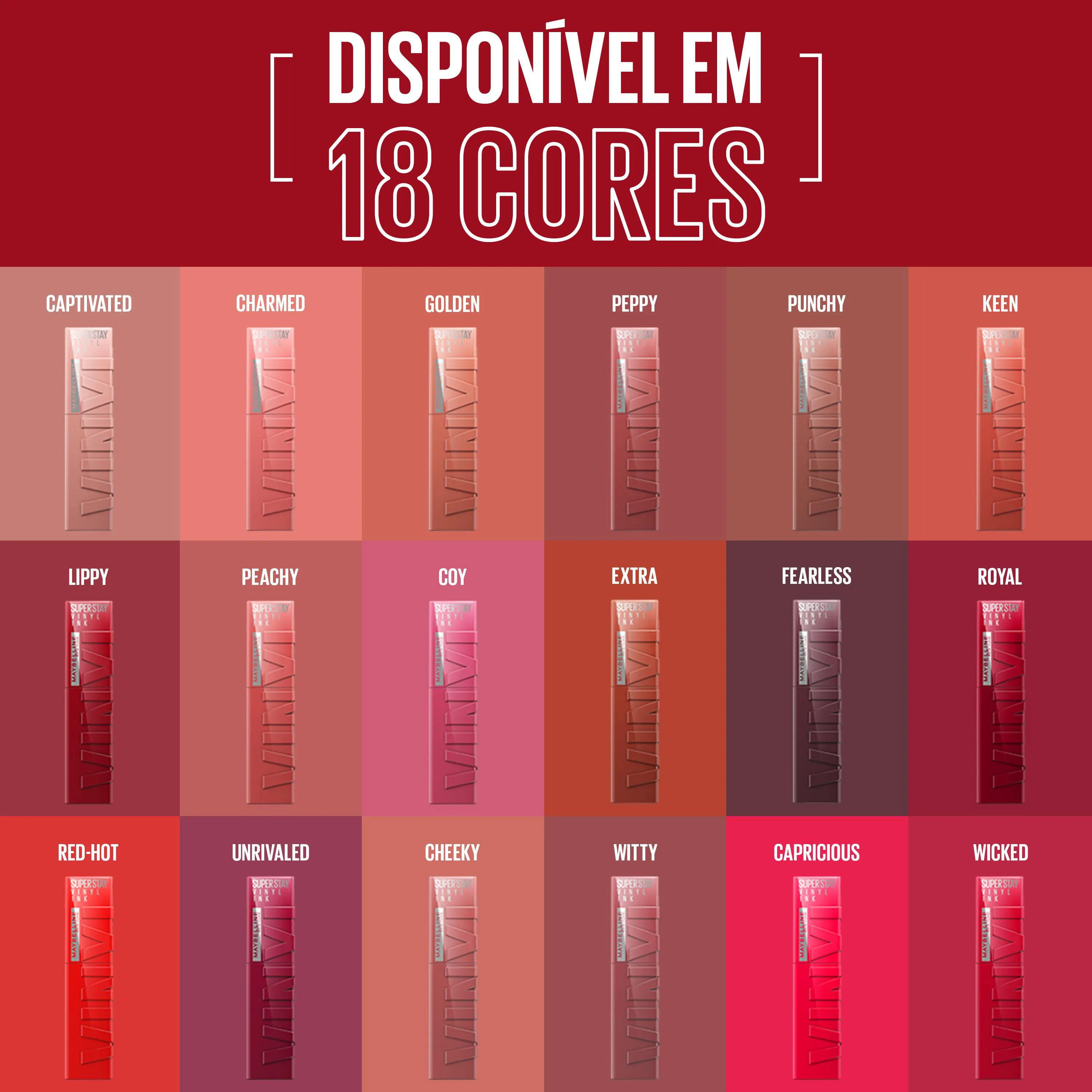 Batom Líquido Maybelline Superstay Vinyl Ink Efeito Espelhado 4,2ml - Charmed