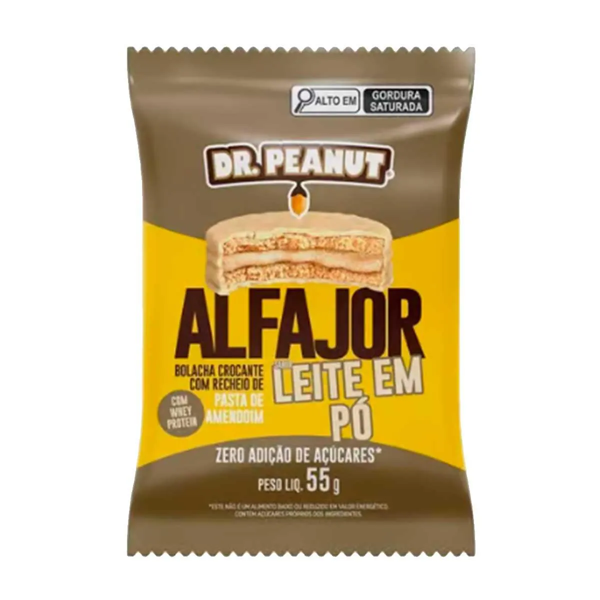 Alfajor Dr Peanut Leite em Pó Zero Açúcar 55g