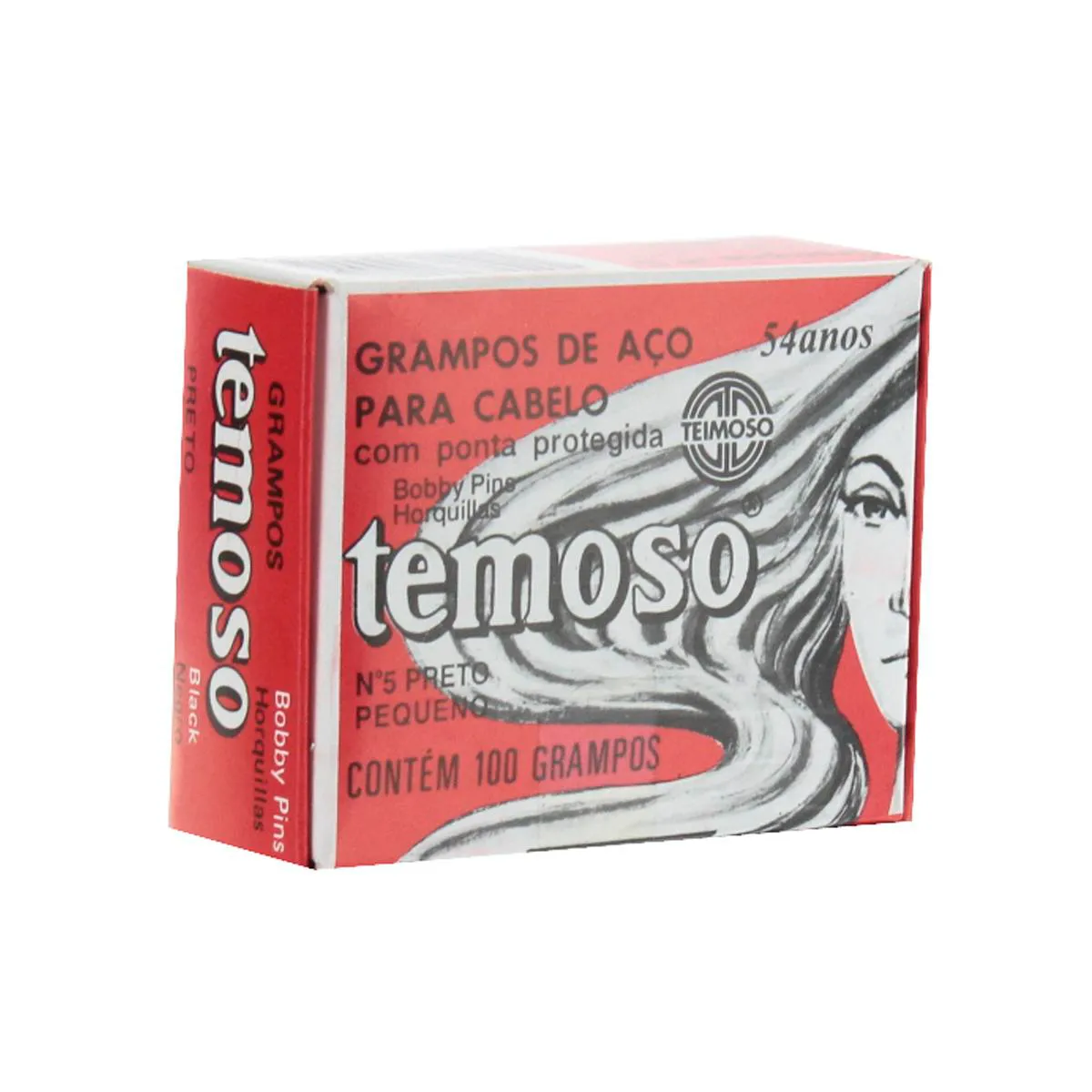 Grampo de Cabelo Temoso Preto N5 - 100 unidades