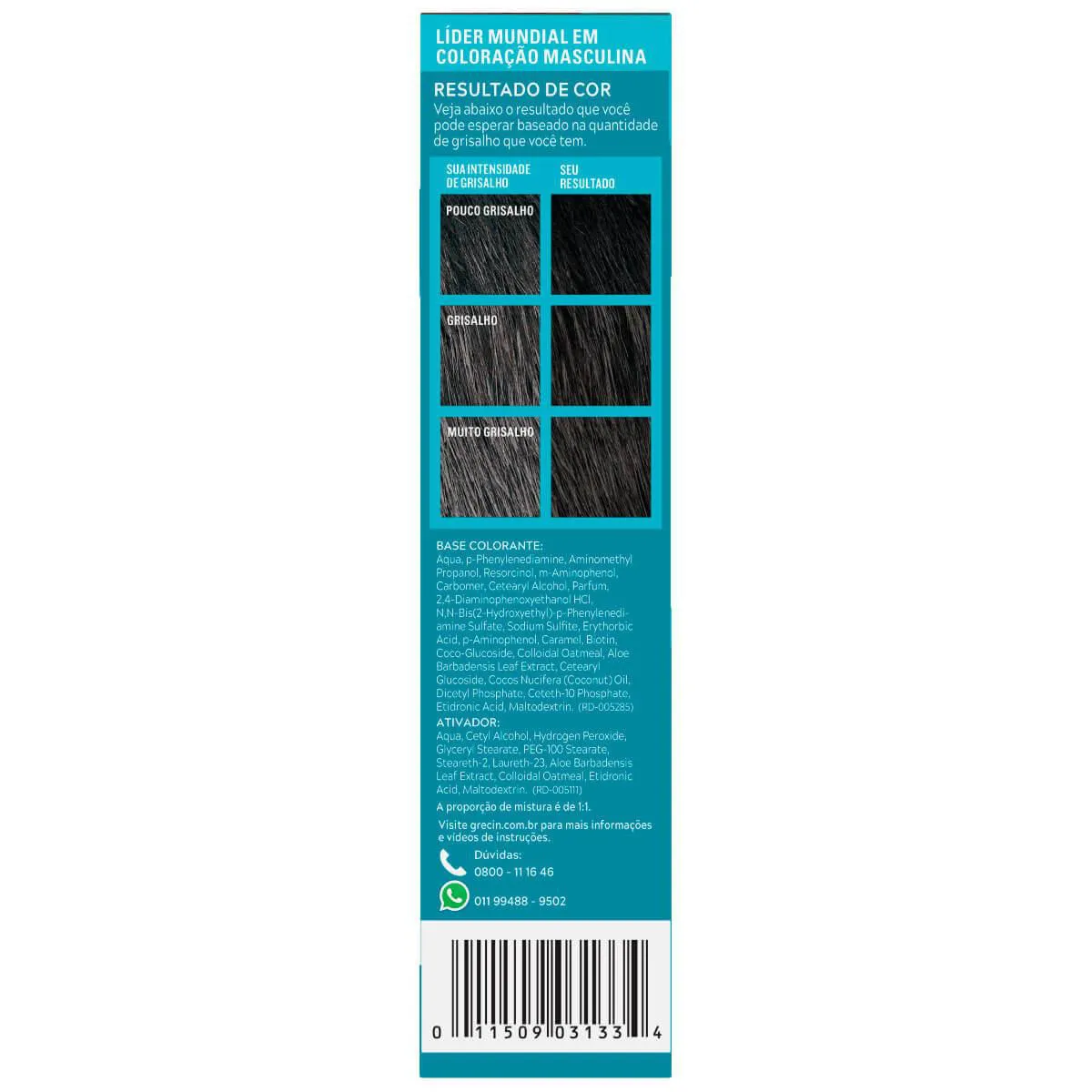 Tonalizante Grecin 5 Just For Men Color Gel Barba e Bigode - Preto