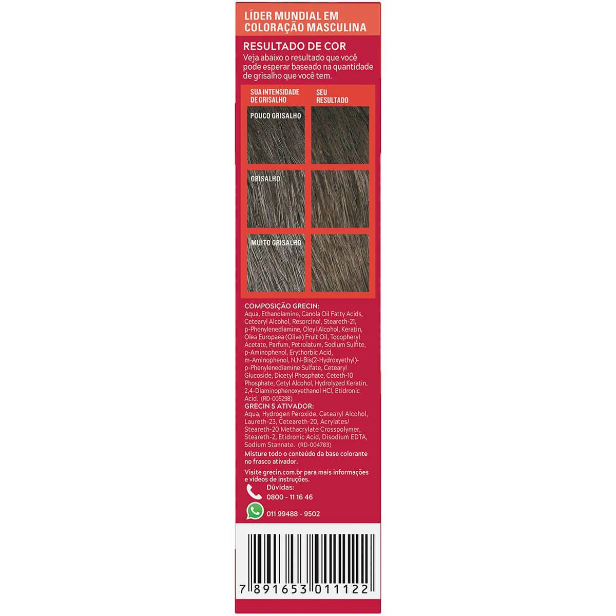 Shampoo Tonalizante Color Just For Men Grecin 5 - H-35 Castanho