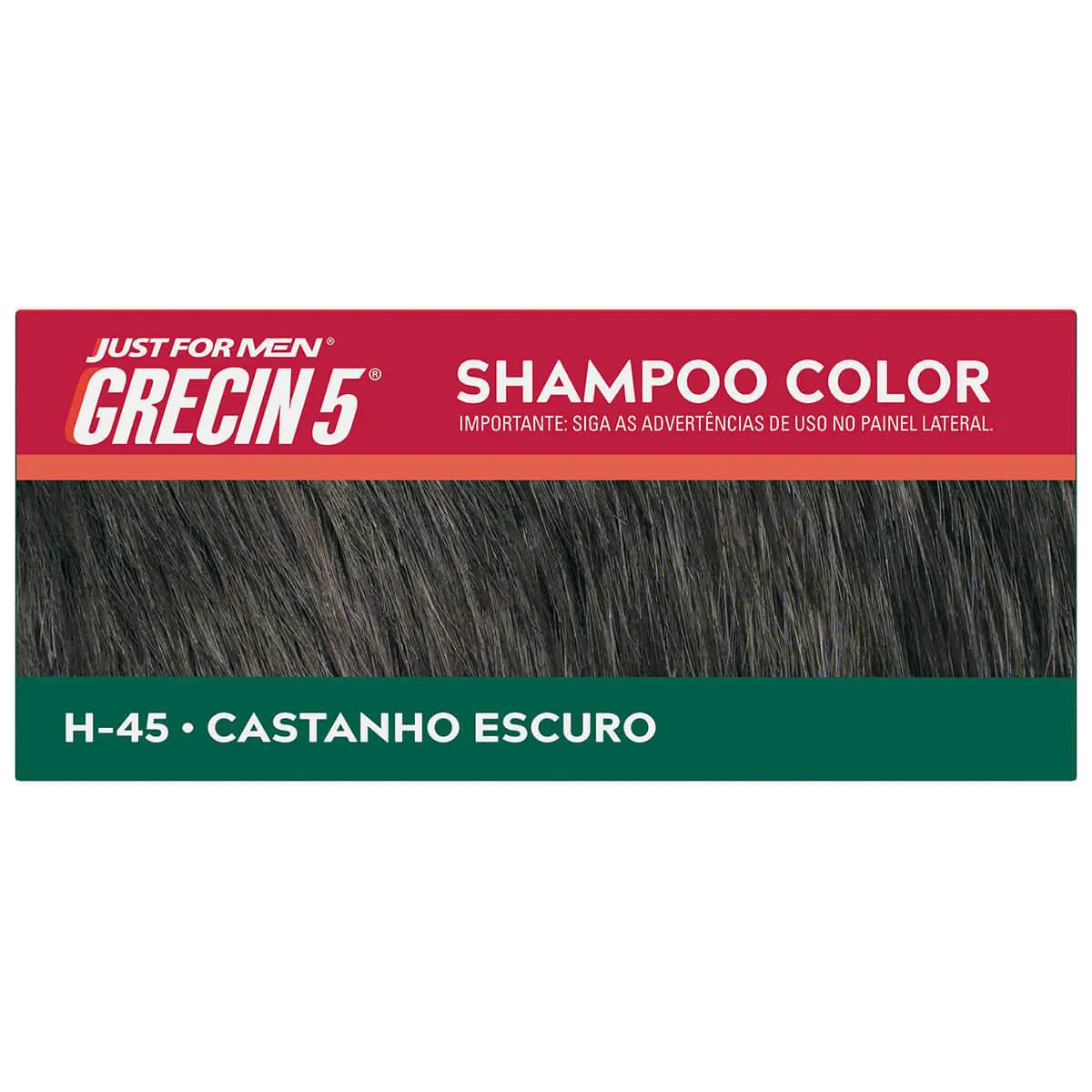 Shampoo Tonalizante Grecin Masculino - Castanho Escuro