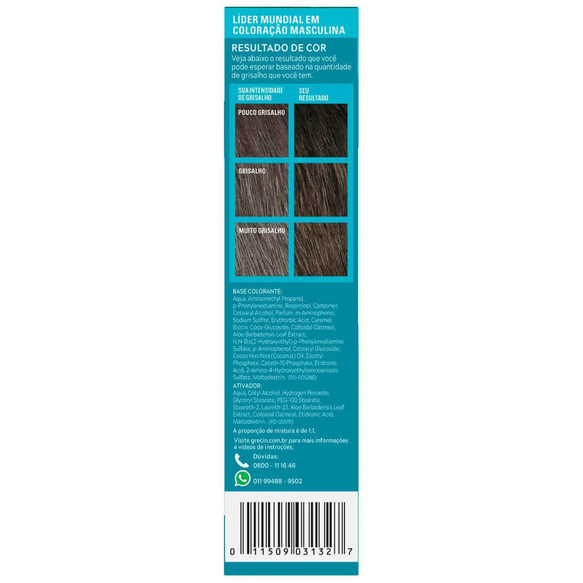 Tonalizante Grecin 5 Just For Men Color Gel Barba e Bigode - Castanho Escuro