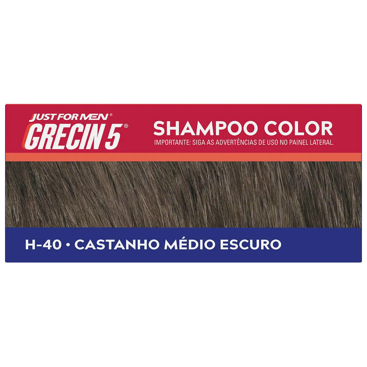 Shampoo Tonalizante Color Just For Men Grecin 5 - H-40 Castanho Médio Escuro