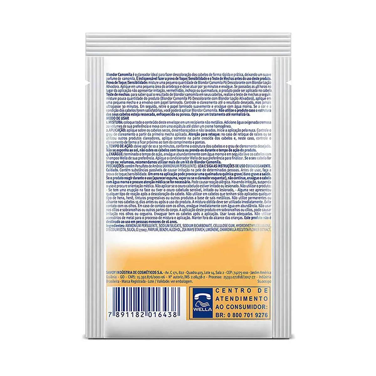Kit Clareador de Cabelos Blondor Camomila e Manzanilla com 1 sachê de pó descolorante + 1 frasco de loção ativadora + 1 tigela plástica + 1 espátula
