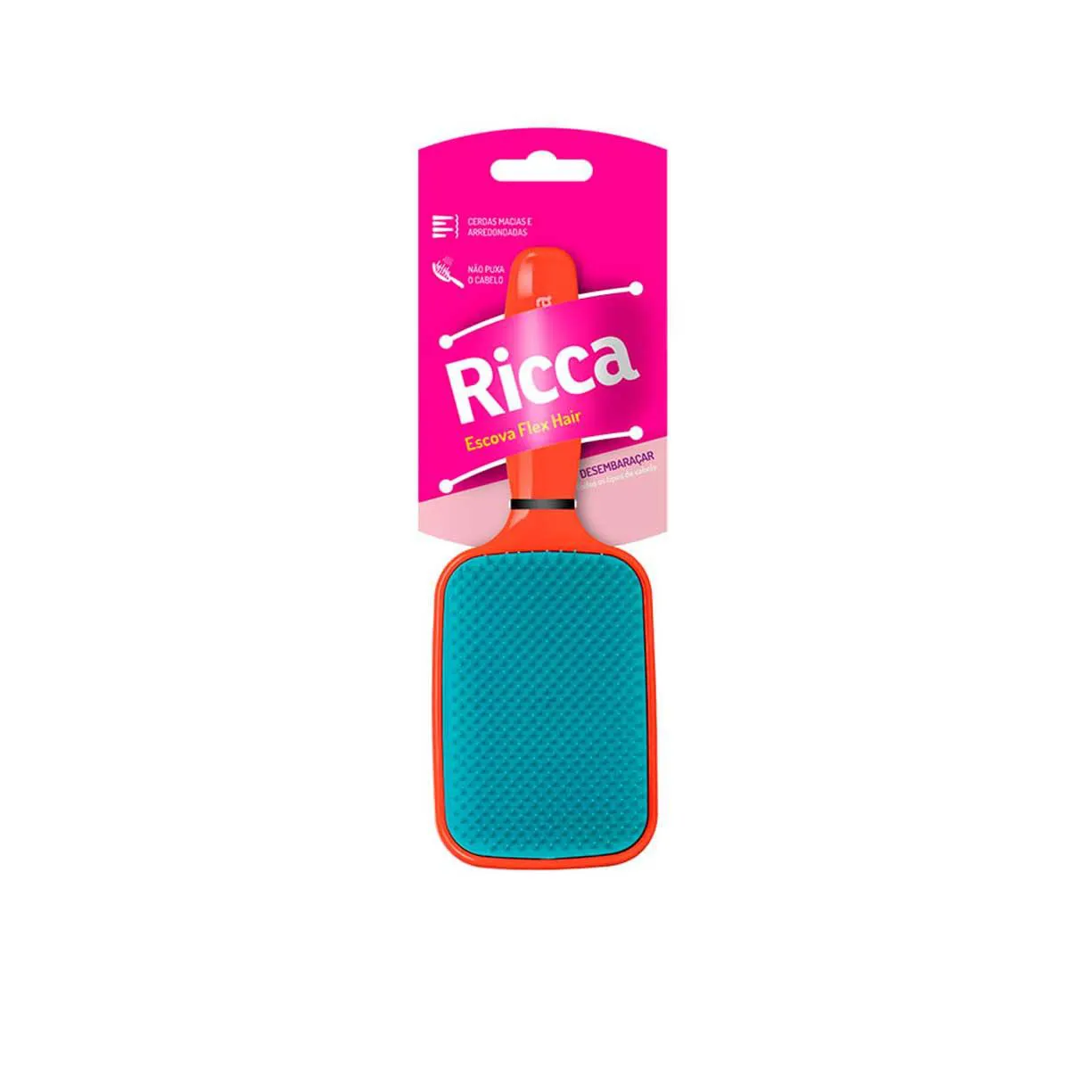 Escova de Cabelo Ricca Raquete Flex Vermelho - 1 unidade