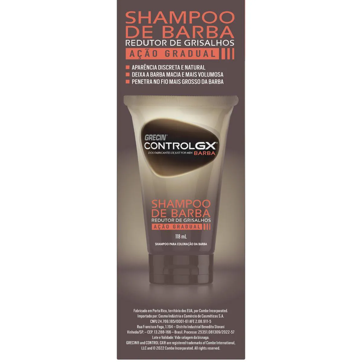 Shampoo de Barba Grecin Control GX 118ml - Redutor de Grisalhos