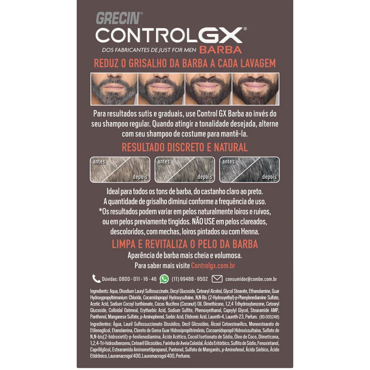 Shampoo de Barba Grecin Control GX 118ml - Redutor de Grisalhos