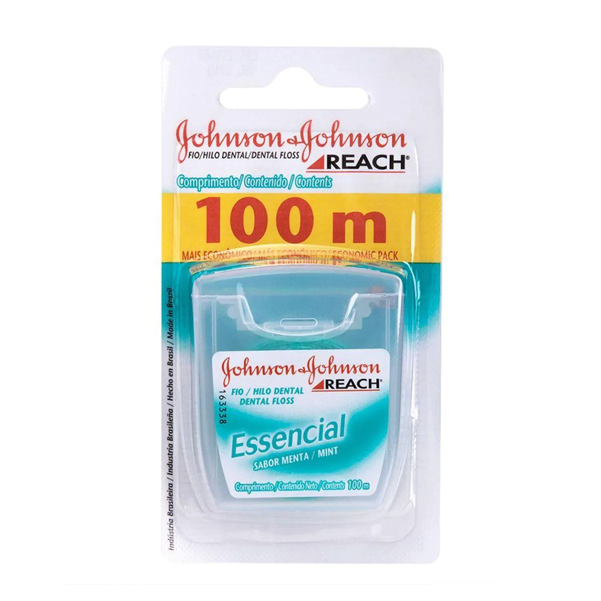 Kit Fio Dental Johnson's Reach Essencial Sabor Menta 3 unidades de 100 metros cada