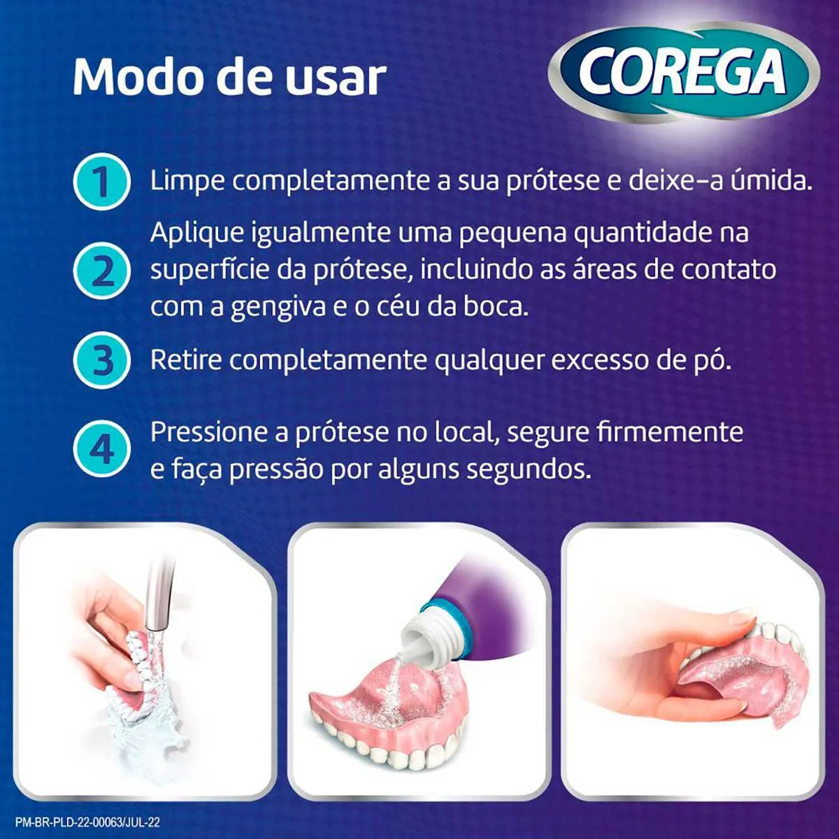Pó Fixador de Dentaduras Corega 3 em 1 Sabor Menta 50g