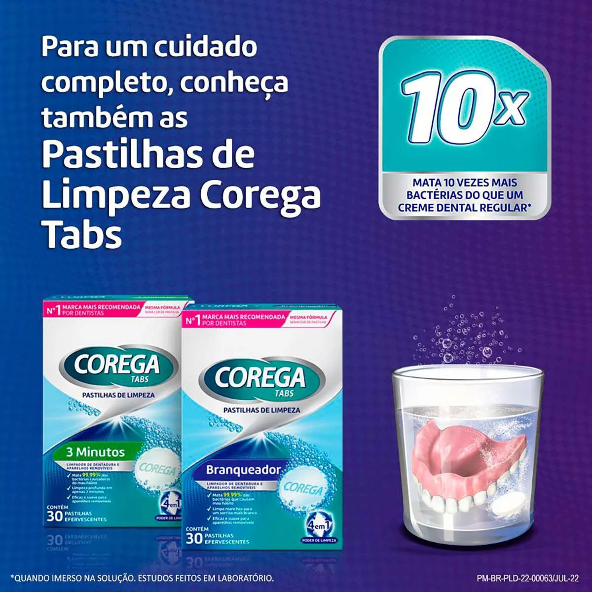 Pó Fixador de Dentaduras Corega 3 em 1 Sabor Menta 50g