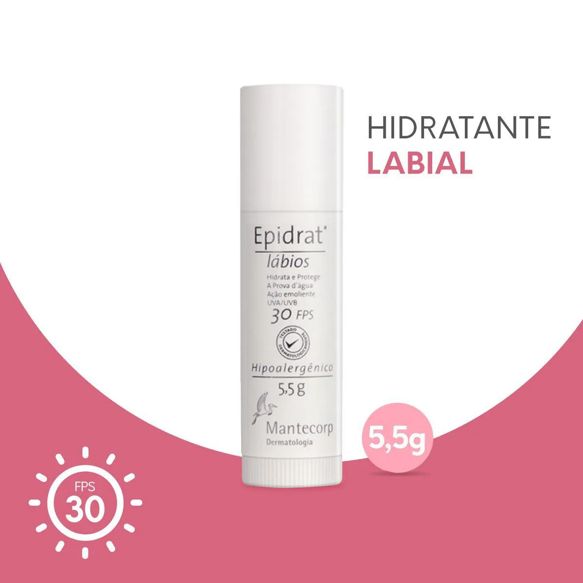 Hidratante Labial Epidrat Lábios Mantecorp FPS 30 com 5,5g
