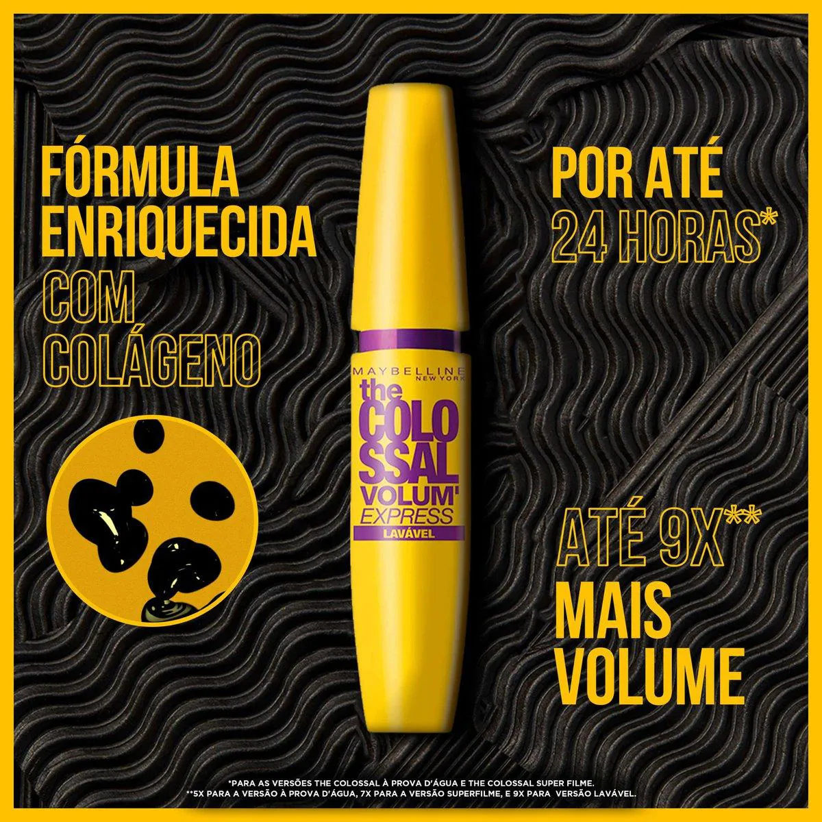 Kit Maybelline NY Máscara de Cílios The Colossal Volum' Express Lavável Preto, 9.2ml - 2 unidades