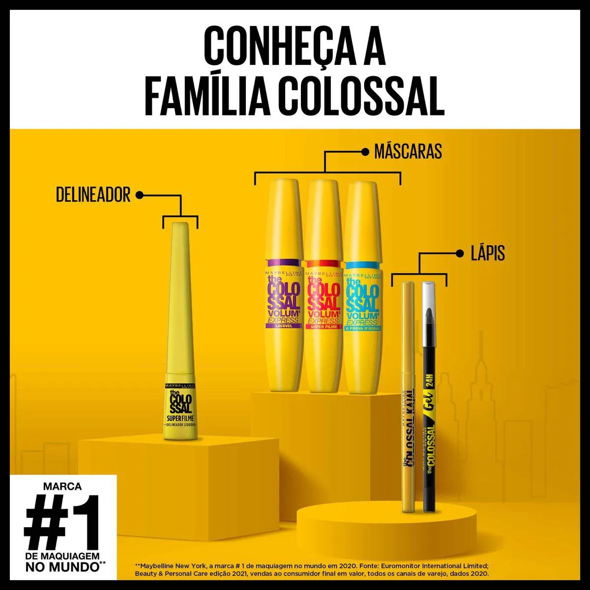 Máscara de Cílios Maybelline The Colossal Volum' Express à Prova D'água Preto 9,2ml