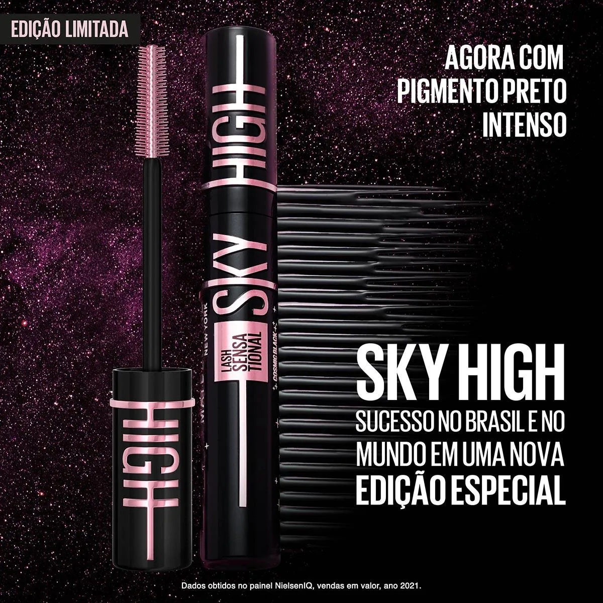 Máscara de Cílios Maybelline NY Lash Sensation Sky High Lavável 7,2ml - Cosmic Black