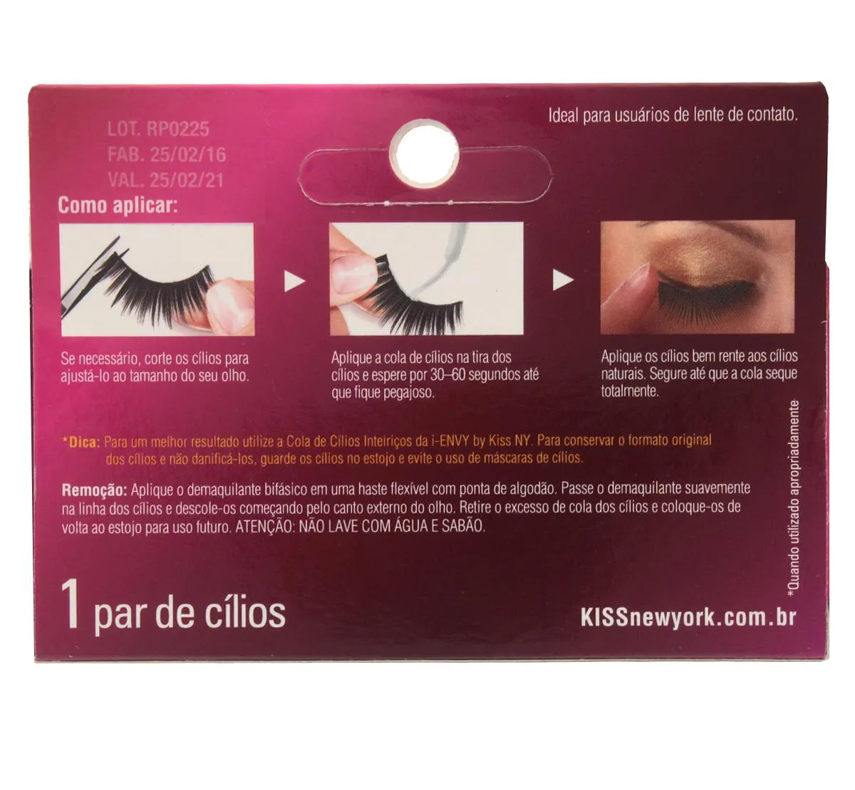 Cílios Postiços Kiss NY I-Envy Au Naturale 02 com 1 par