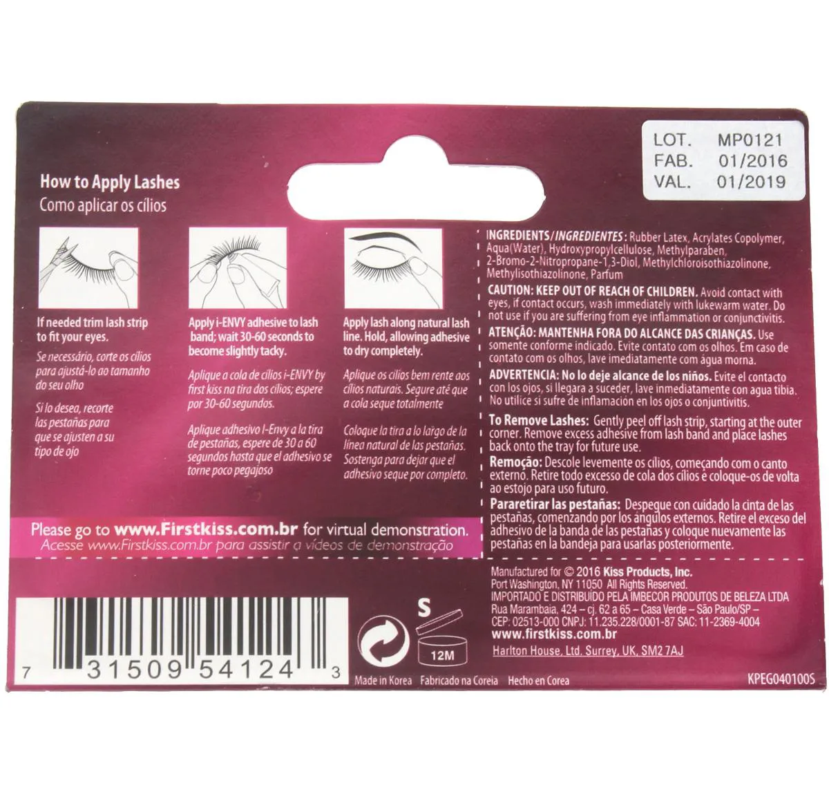 Cola para Cílios Postiços I-ENVY by Kiss NY 16h Incolor com 1 unidade