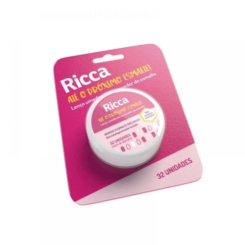Lenços Removedores de Esmalte Ricca - 32 unidades