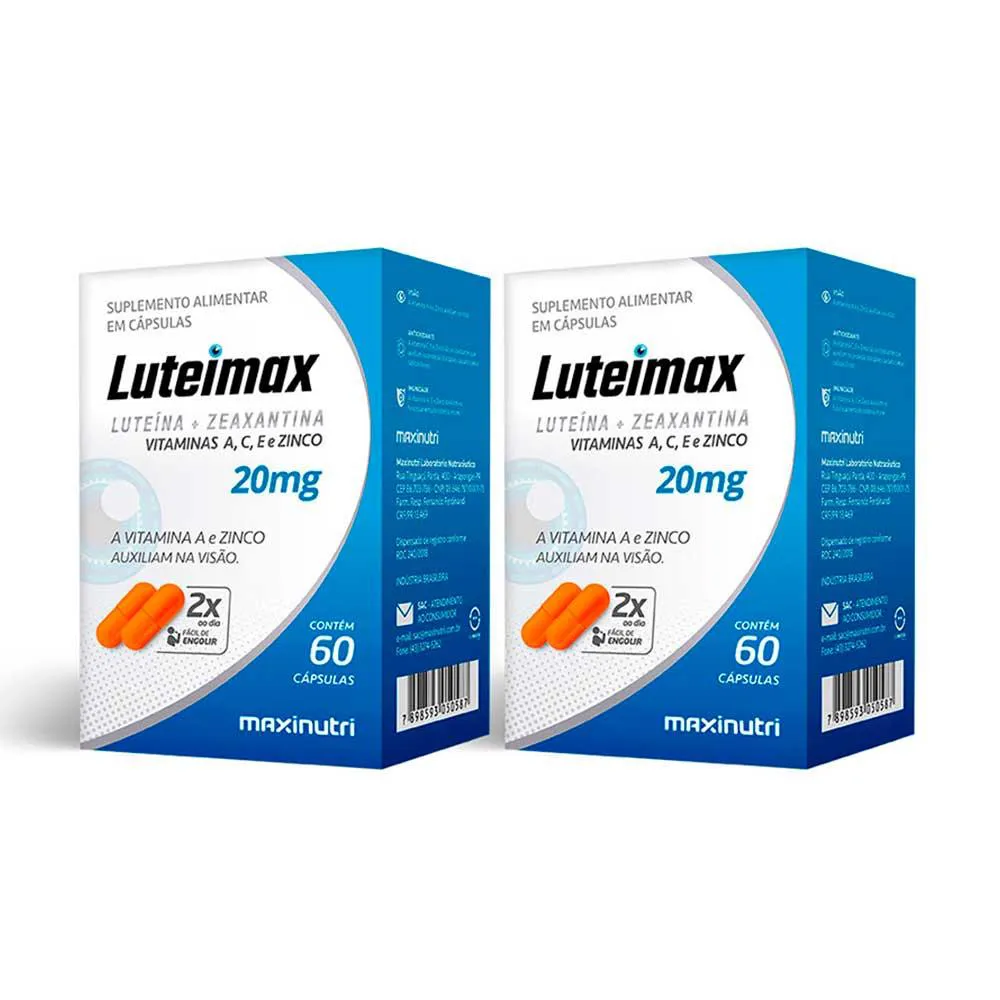 Kit 02 Luteimax Luteína e Zeaxantina 20mg 60 Cápsulas Maxinutri