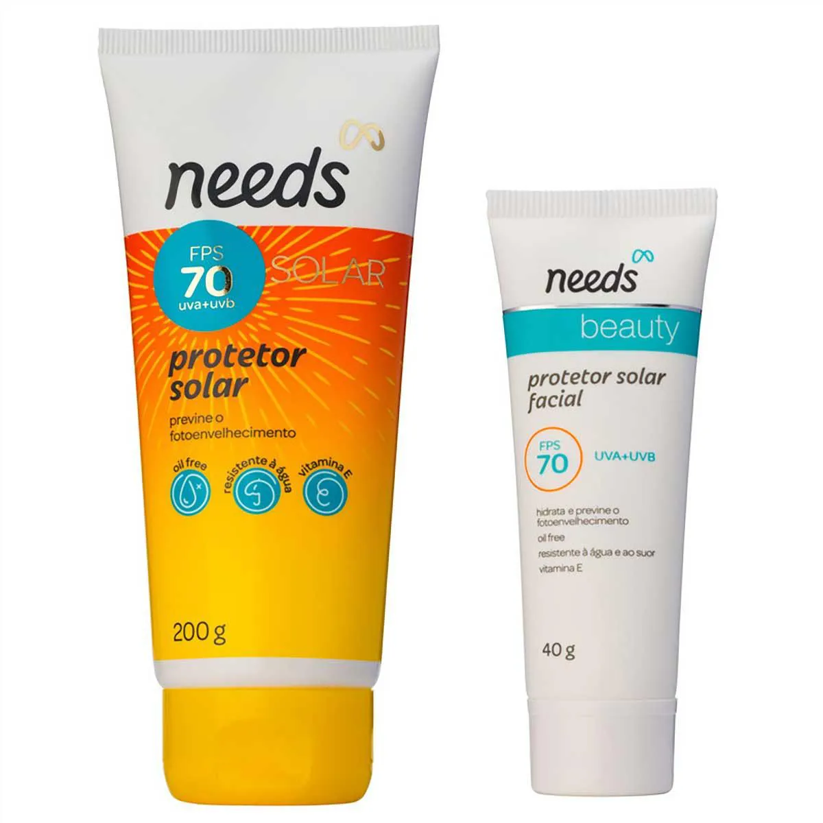 Kit Protetor Solar FPS 70 Needs Facial 40g + Corporal 200g