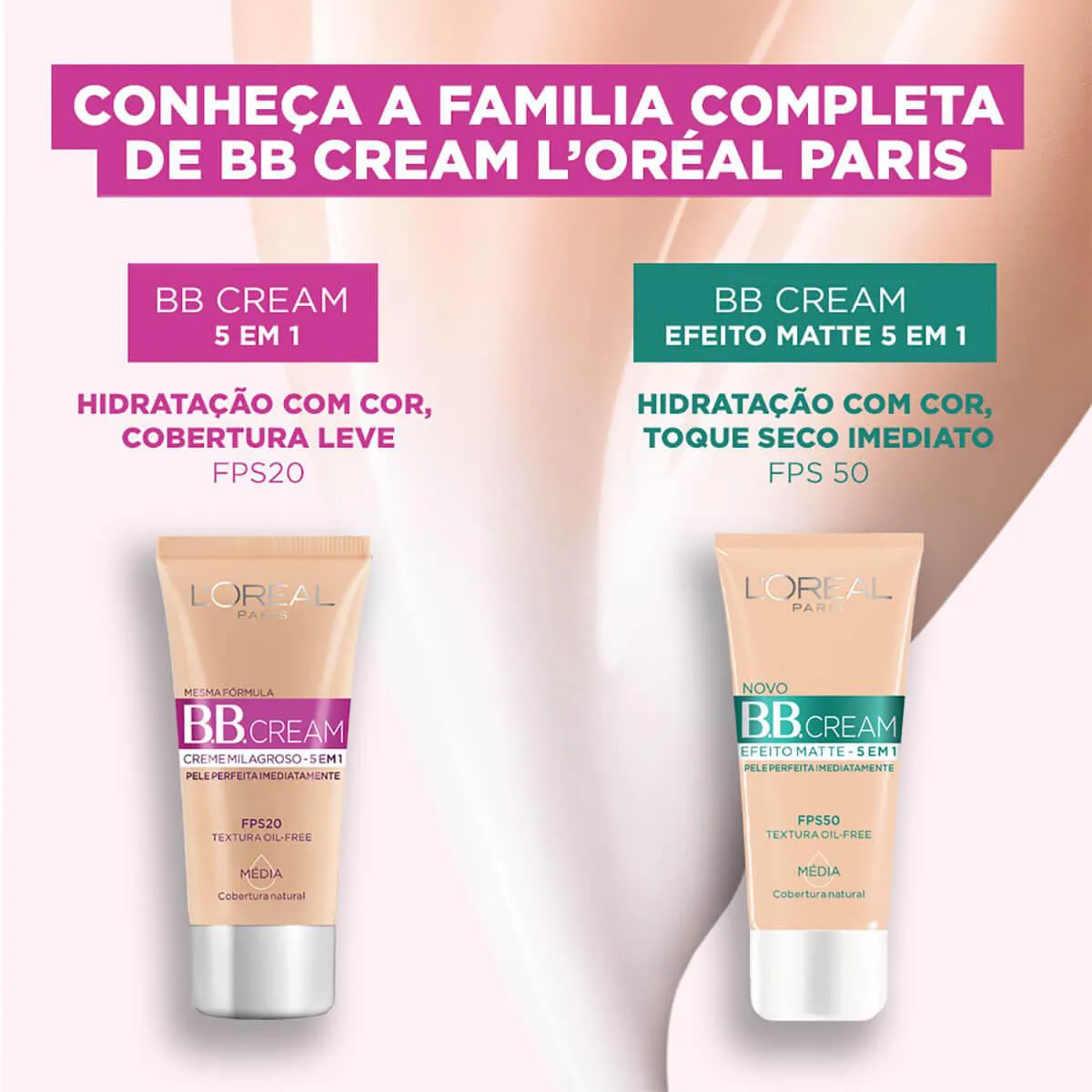 Base BB Cream L'Oréal Paris Efeito Matte 5 em 1 Cor Escura FPS 50 30ml