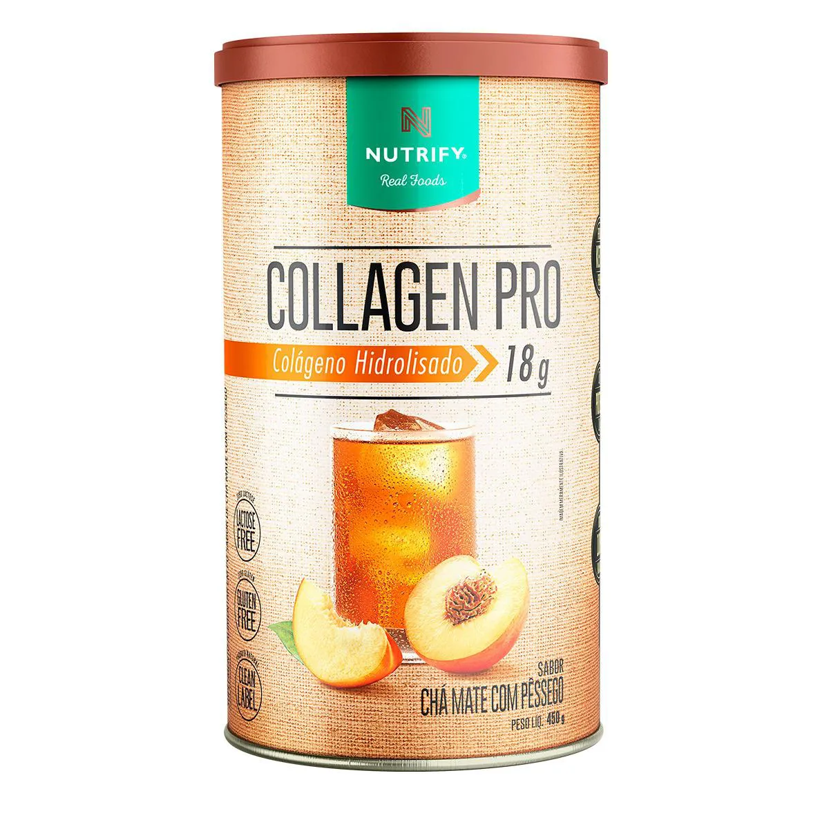 Colágeno Hidrolisado Nutrify Collagen Pro Chá Mate com Pêssego 450g