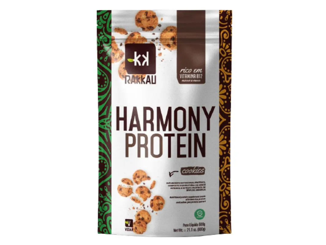 Kit Proteína Vegetal Rakkau Harmony Protein Cookies Vegano 600g 2 unidades