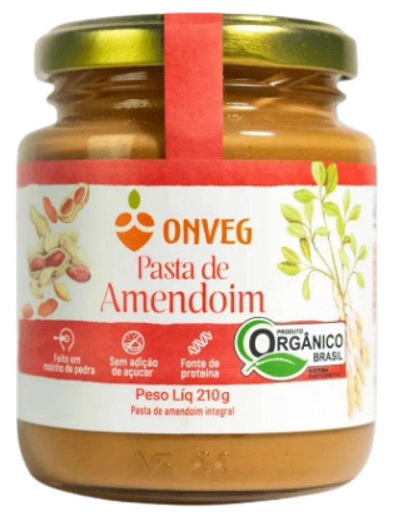KIT 3X: PASTA DE AMENDOIM ORGâNICA ONVEG 210G