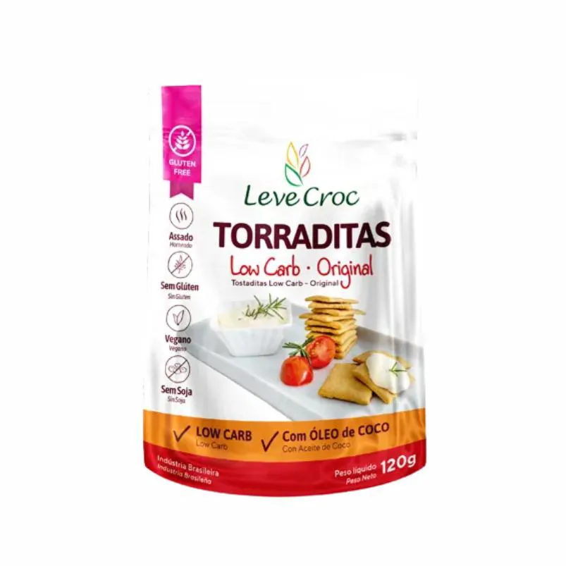 Kit 3x: biscoito torradita original low carb leve crock 120g