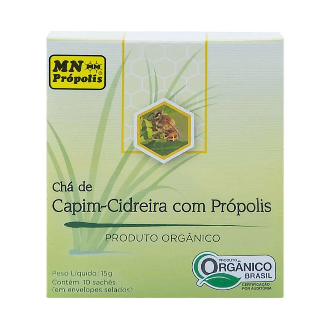 Chá de Capim Cidreira com Própolis Orgânico com 10 Sachês Mn Food 15g