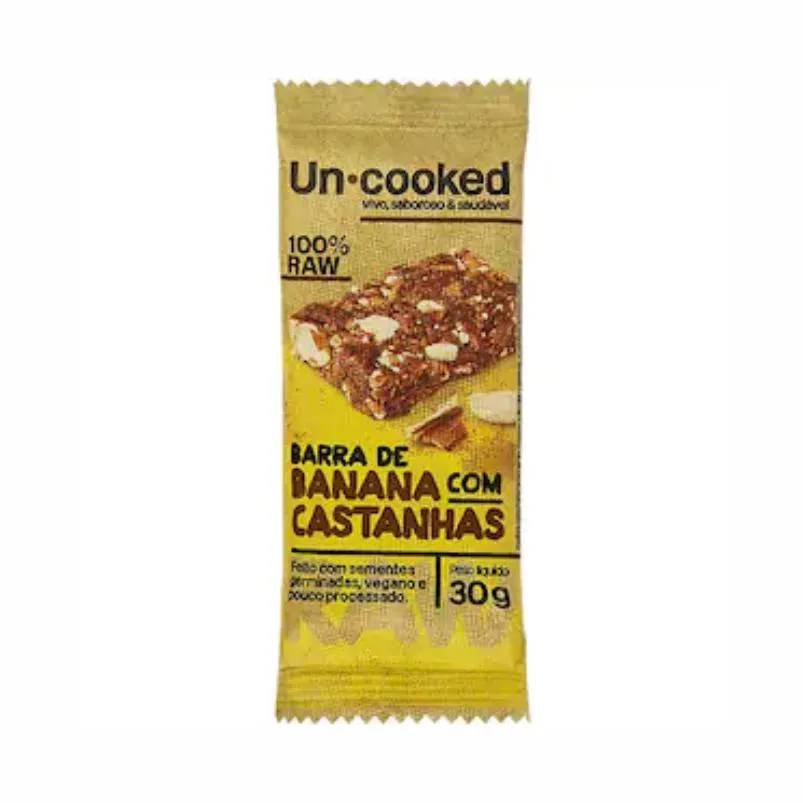 Kit 3x: Barra Banana e Castanha S/glúten Vegano Uncooked 30g
