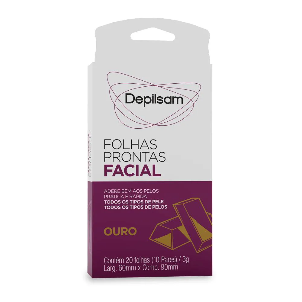 Folhas Prontas Facial Depilsam Ouro 10 Pares